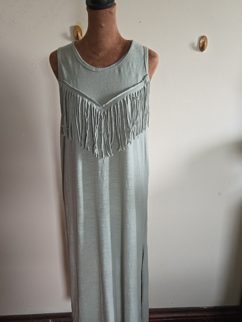 DR61 Umgee Midi Western V-Neck Fringe Cowgirl Chic Costal Casual Effortless